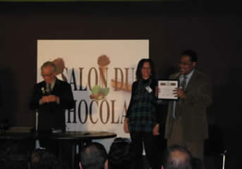 Salon du Chocolat - International Cocoa Awards 2010. CRU staff member Darin Sukha accepts an award for Trinidad fine and flavour cocoa.